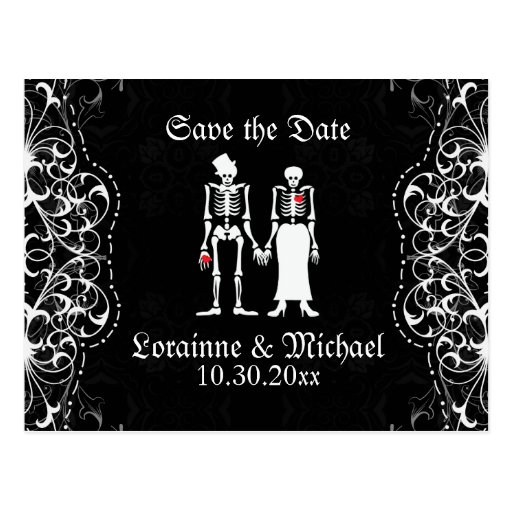 Skeleton Bride & Groom Save the Date Postcards