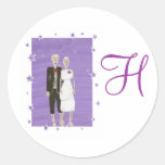 Skeleton Couple Monogram Wedding Seals Round Sticker