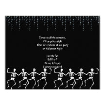 Skeleton Dance Party Halloween Invitations