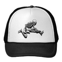 Skeleton Guitarist Jump Trucker Hat