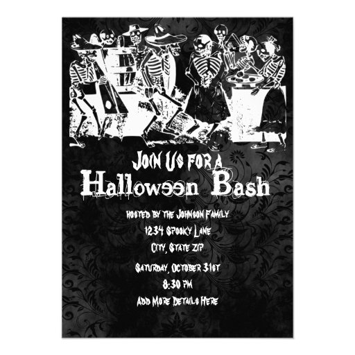 Skeleton Halloween Party Invitations