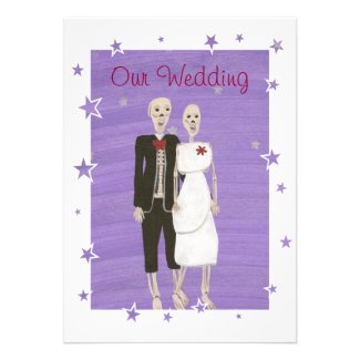Skeleton Halloween Wedding Invitations, Custom