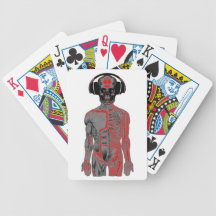 Skeleton Head Phones Lucky Eight Ball Eyes Red Bicycle Card Deck