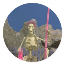Skeleton Humor Round Sticker