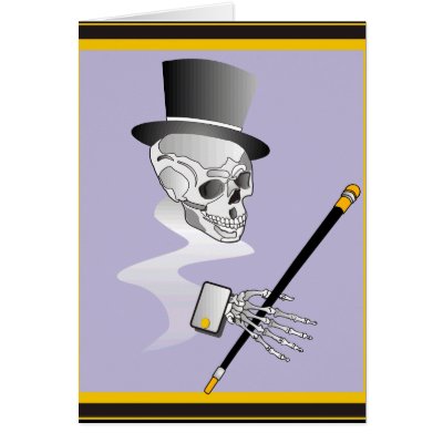 top hat and cane. Skeleton in Top Hat and Cane