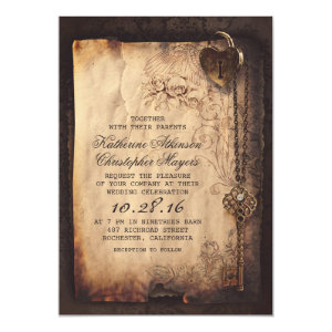 skeleton key vintage wedding invitations 5