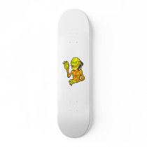 Skeleton looking alien robot skate board deck