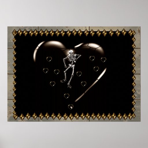 Skeleton Love Hearts Posters
