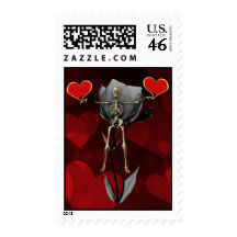 Skeleton Love Valentine Postage