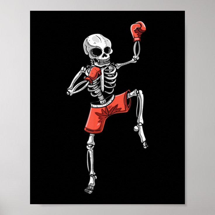 Skeleton Muay Thai Halloween Kickboxing Mma Fighte Poster Zazzle