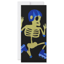 Skeleton on Rollerblades Bookmark rack cards