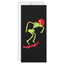 Skeleton on Skateboard Halloween Bookmark rack cards