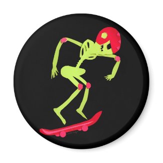 Skeleton on Skateboard Halloween magnet