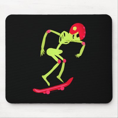 Skeleton on Skateboard Halloween Mousepad