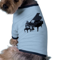 Skeleton Piano Player Doggie T-shirt