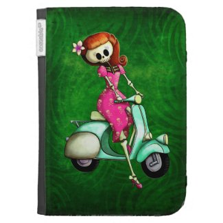 Skeleton Pin Up Girl on Scooter Case For The Kindle