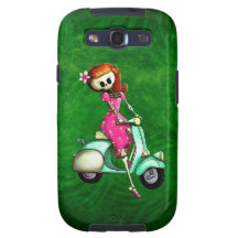 Skeleton Pin Up Girl on Scooter Samsung Galaxy S3 Covers