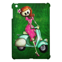 Skeleton Pin Up Girl on Scooter iPad Mini Cover