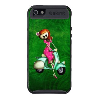 Skeleton Pin Up Girl on Scooter iPhone 5 Cases