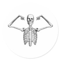 Skeleton Posing Round Sticker