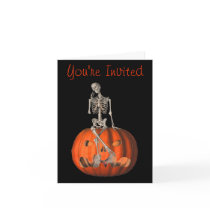 Skeleton Pumpkin Halloween Funny Party Invitation cards