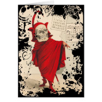 Skeleton - Red Devil - "May We Never Meet Him!" Greeting Cards