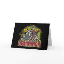 Skeleton Rock Drummer Greeting Cards