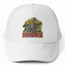 Skeleton Rock Drummer Trucker Hat