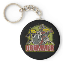 Skeleton Rock Drummer Keychain