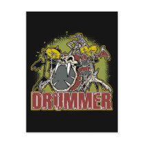 Skeleton Rock Drummer postcards by SkullShock Skeleton Rock Drummer postcards