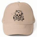 Skeleton Skull Distressed Splatter Trucker Hat by truckerhats Skeleton Skull Distressed Splatter Trucker Hat