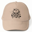 zaz_trucker_hat - Skeleton Skull Distressed Paint Splatter Truckers Hat