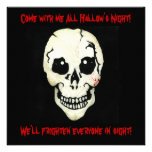 Skeleton Spooky Skull Red Halloween Invitation