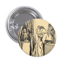 Skeleton Spying on Victorian Lady Vintage Goth Art Pin