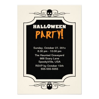 Skeleton Swirls Halloween Party Invitation
