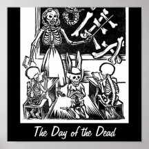 Skeleton Teacher and Students "Day of the Dead" Print