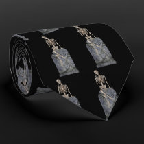 Skeleton Tombstone Funny Halloween Neck Tie