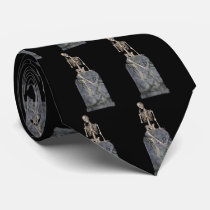 Skeleton Tombstone Funny Halloween Neck Tie