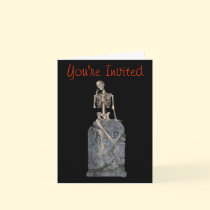 Skeleton Tombstone Halloween Party Invitation Greeting Cards