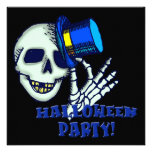 Skeleton Wearing Hat Halloween Party Invitation