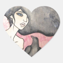 Skeleton Woman with Raven Heart Stickers