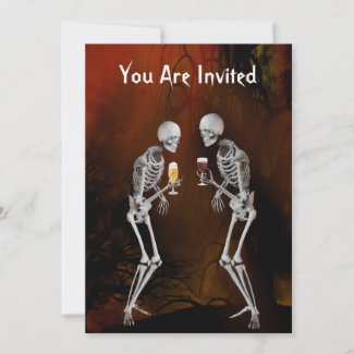 Skeletons Halloween Party Invitation invitation