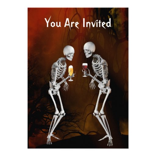 Skeletons Halloween Party Invitation (front side)