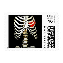 Skelton and Heart Postage