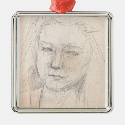 sketch Japanese girl Christmas Ornaments