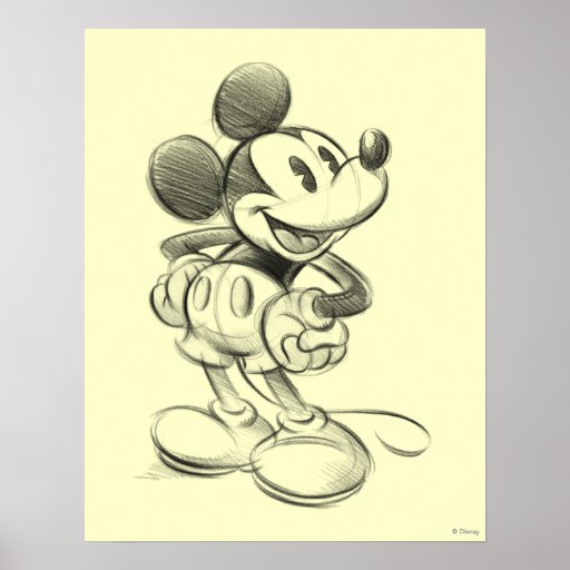 Sketch Mickey Mouse Print | Zazzle