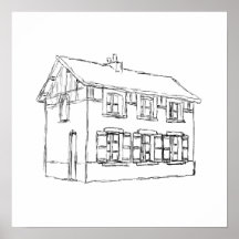 Sketch of an Old House, with Shutters. Poster