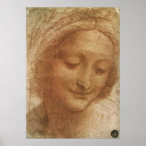 Sketch of Saint Anne by Leonardo da Vinci Poster