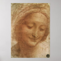 Sketch of Saint Anne by Leonardo da Vinci Poster