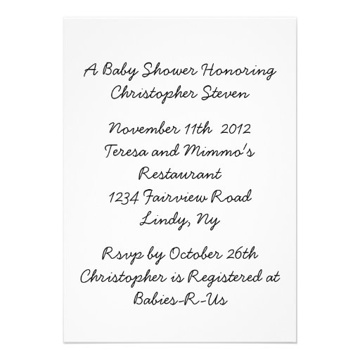 Sketched Baby Shower Invitation black print
